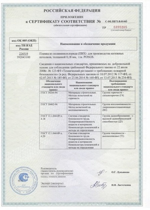 Сертификат соответствия PONGS